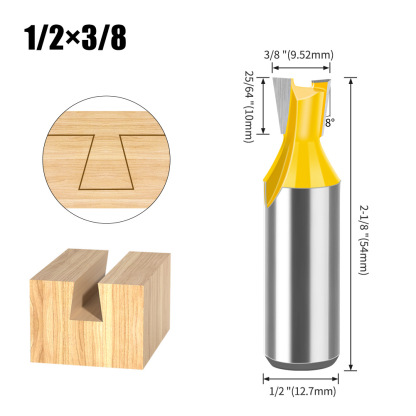 Dovetail Slot Bit - 1/4" & 1/2" Shank - Woodworking Router Bit for Dovetail Joints, Trim, and Edge Profiling - Teflon Coated