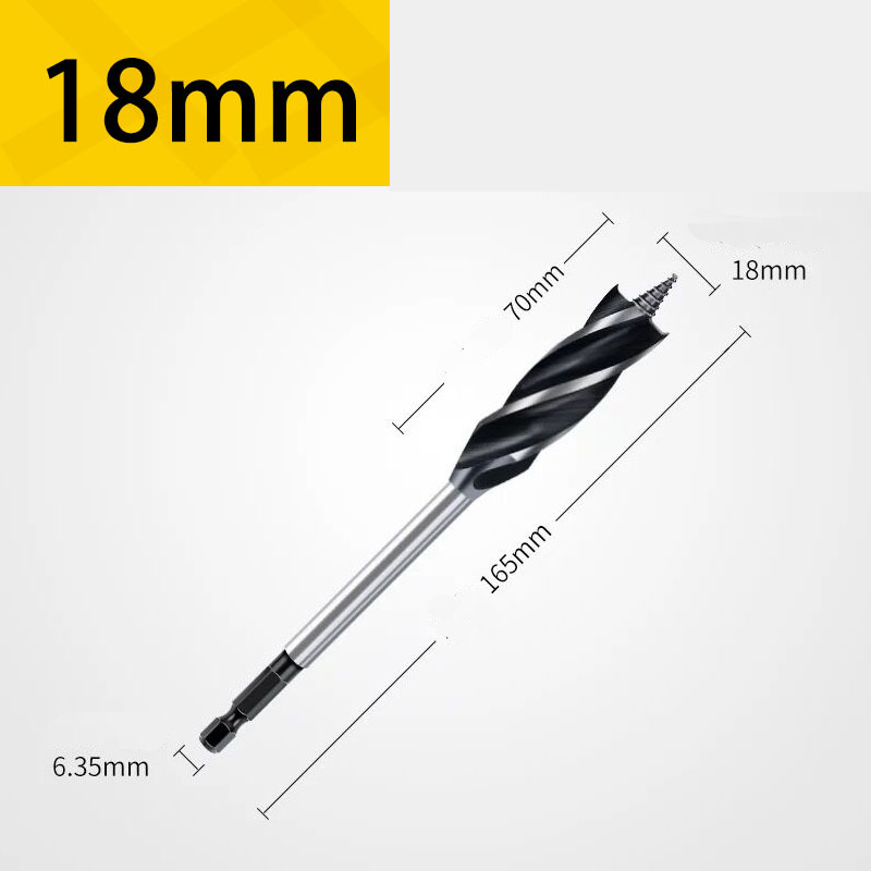 Extra Long 4-Groove 4-Cutter Wood Auger Bit, Hex Shank Door Lock & Drawer Hole Borer, Efficient Chip Removal & Countersink Drill Bit for Soft/Hard Wood & Plastic