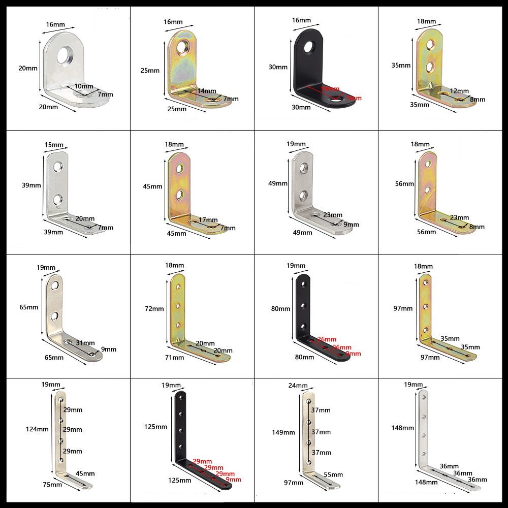 Stainless Steel Corner Bracket, 90-Degree Right Angle Connector, Reinforced L-Shaped Metal Corner Fixing Brace