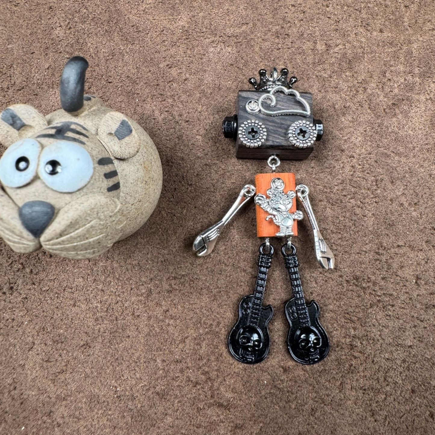 Personalized Zodiac Gift - Punk Robot Animal Keychain, Handmade Wooden Necklace Pendant with 12 Chinese Zodiac Signs