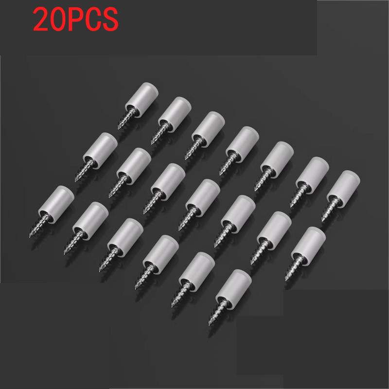 20-Pack Self-Tapping Screw Shelf Supports - Heavy Duty Cold-Rolled Steel Bracket for Bookshelf, Wardrobe, Cabinet with Dust-Proof Caps