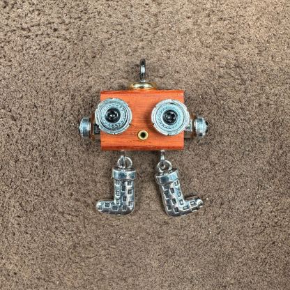 Clever Little Punk Robot - Handmade Wooden Keepsake for Daily Carry, Playful Unisex Necklace & Keychain Charm
