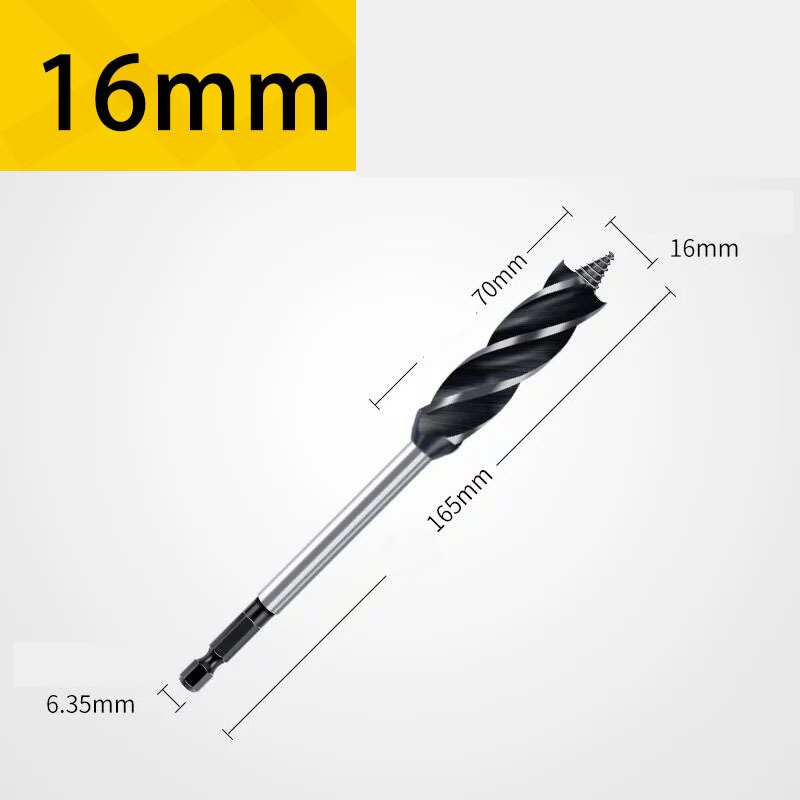 Extra Long 4-Groove 4-Cutter Wood Auger Bit, Hex Shank Door Lock & Drawer Hole Borer, Efficient Chip Removal & Countersink Drill Bit for Soft/Hard Wood & Plastic