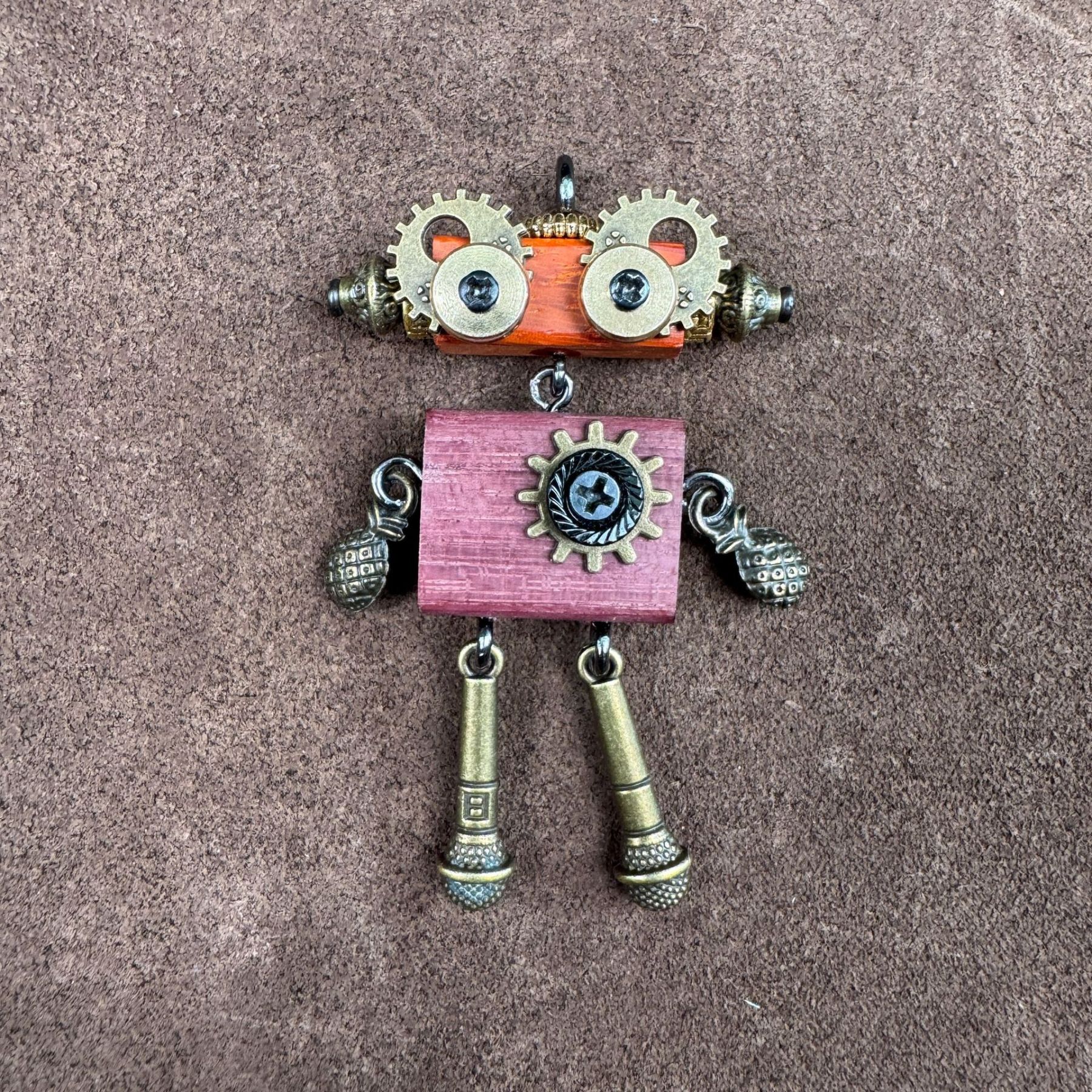 Steampunk Robot Wearable Art - Original Handmade Statement Pendant for Daily Style, Unisex Necklace & Tech Accessory