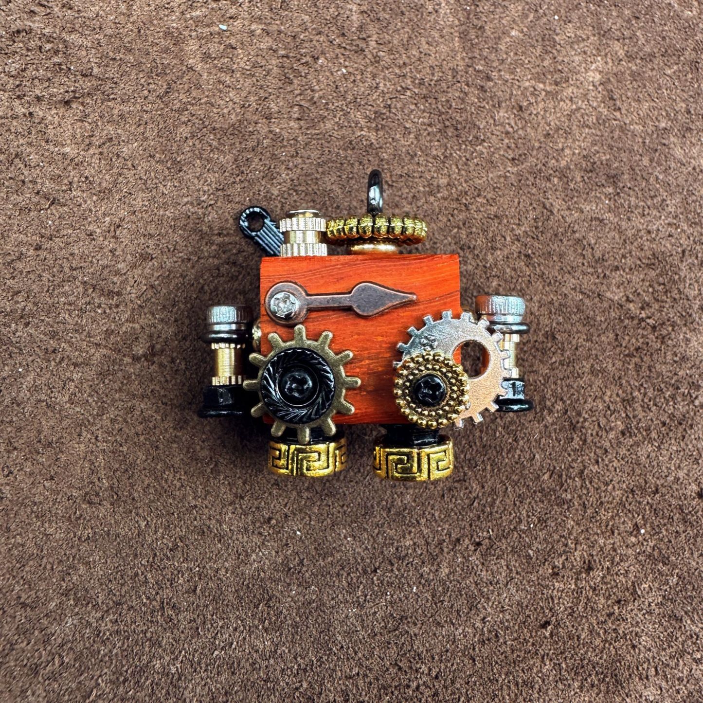 Punk Robot Wooden Pendant - Trendy Handmade Keychain & Phone Charm, Convertible Unisex Necklace for Collectors