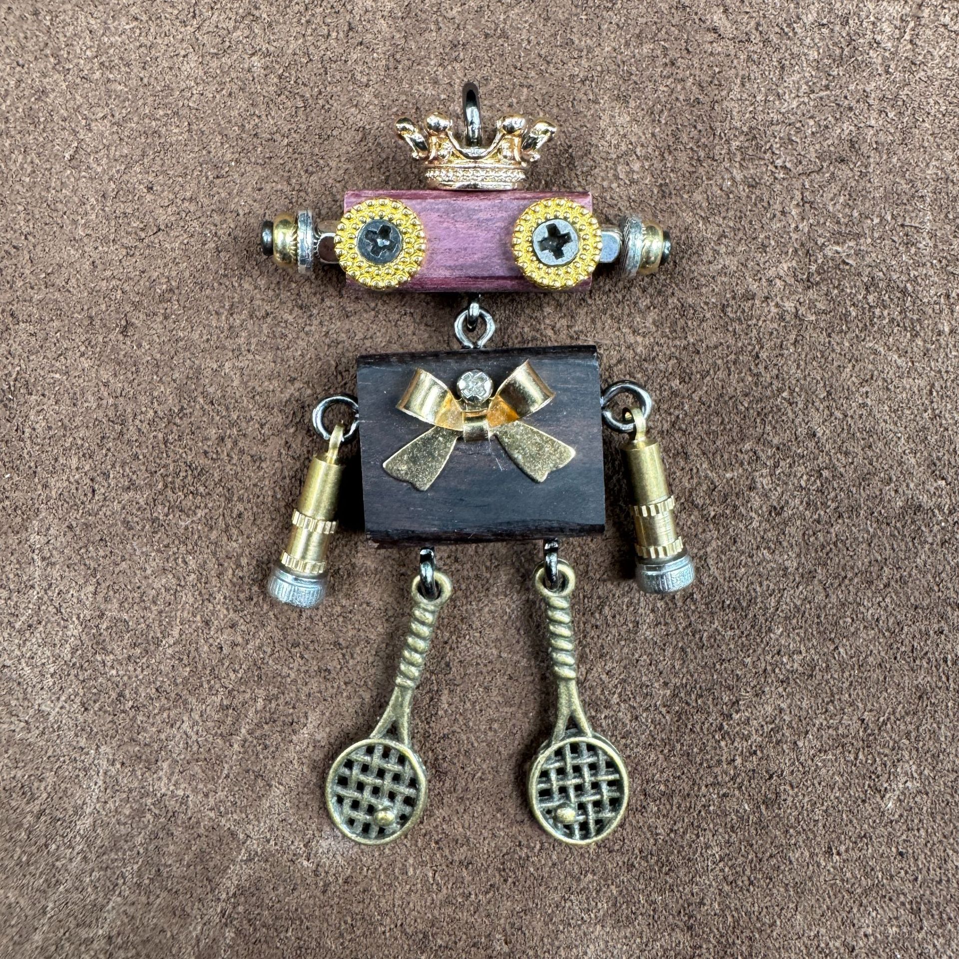 Steampunk Robot Wearable Art - Original Handmade Statement Pendant for Daily Style, Unisex Necklace & Tech Accessory