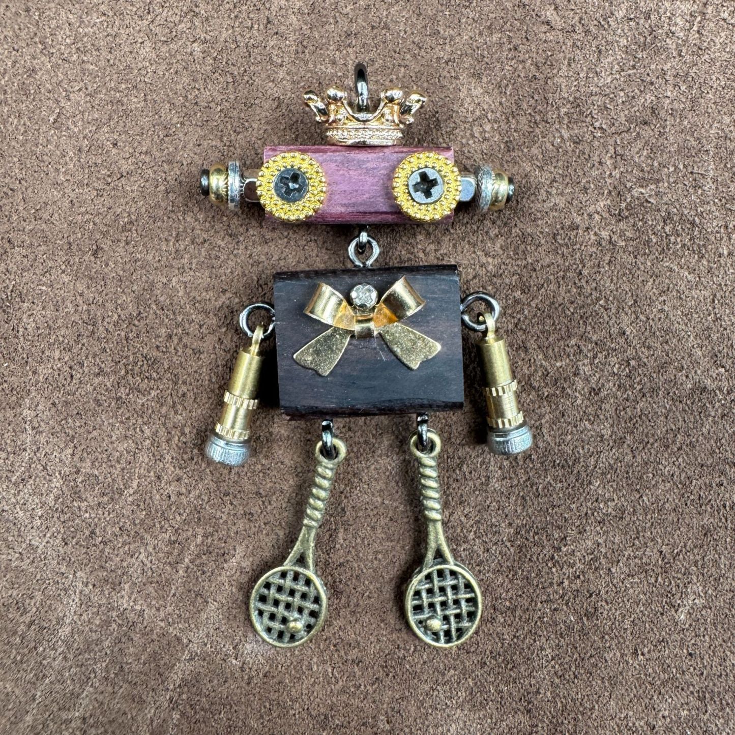 Steampunk Robot Wearable Art - Original Handmade Statement Pendant for Daily Style, Unisex Necklace & Tech Accessory