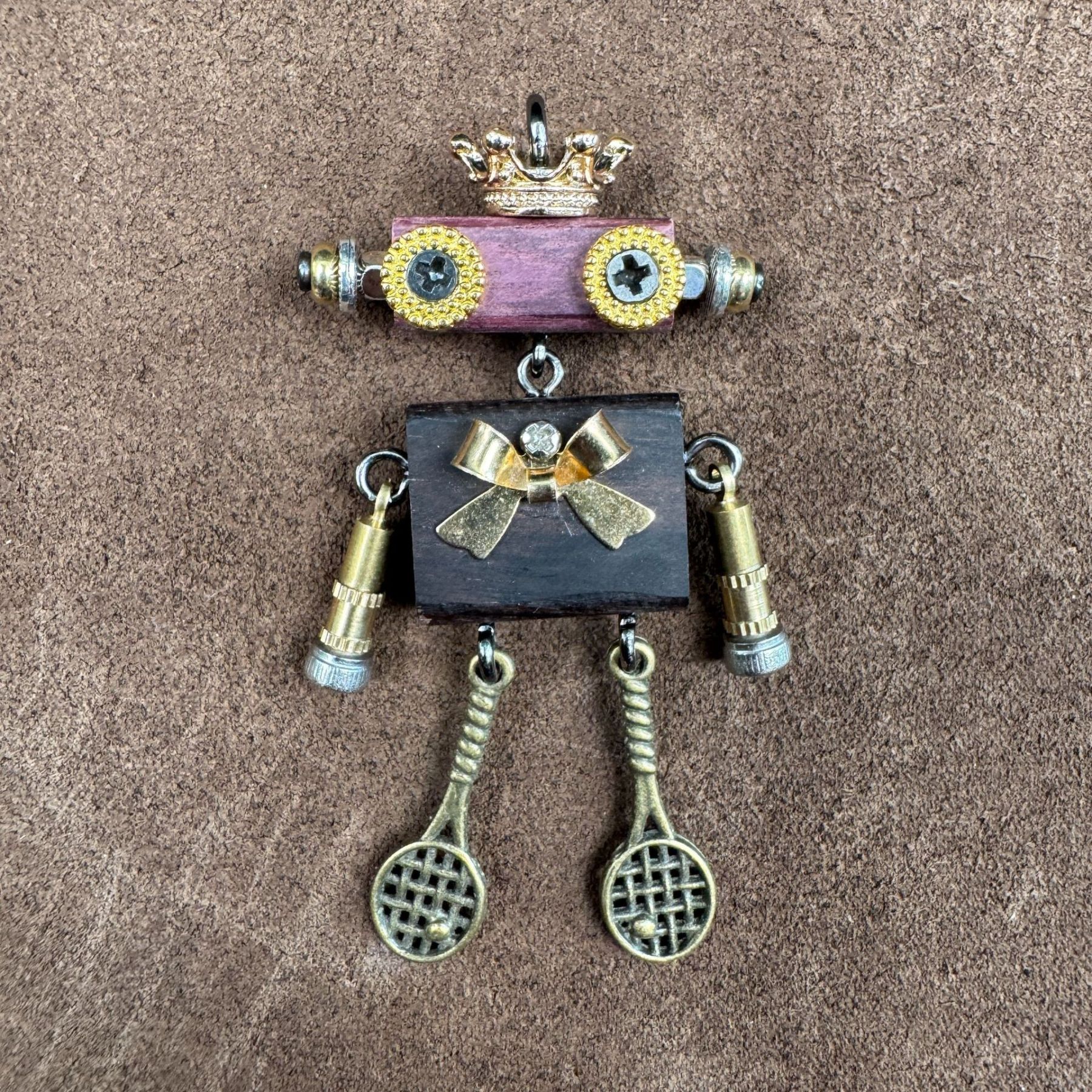 Steampunk Robot Wearable Art - Original Handmade Statement Pendant for Daily Style, Unisex Necklace & Tech Accessory
