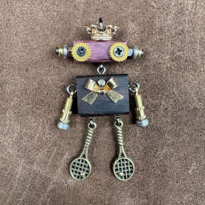 Steampunk Robot Wearable Art - Original Handmade Statement Pendant for Daily Style, Unisex Necklace & Tech Accessory