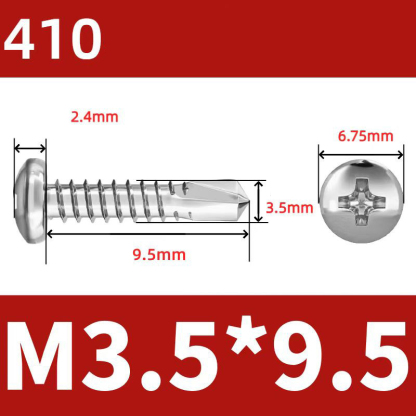 410 Stainless Steel Cross Round Head Self-Drilling Screws (Self-Tapping & Self-Drilling Teardrop Thread Screws) – Fully Hardened Fasteners, Full Specifications from M2.9 to M6.3