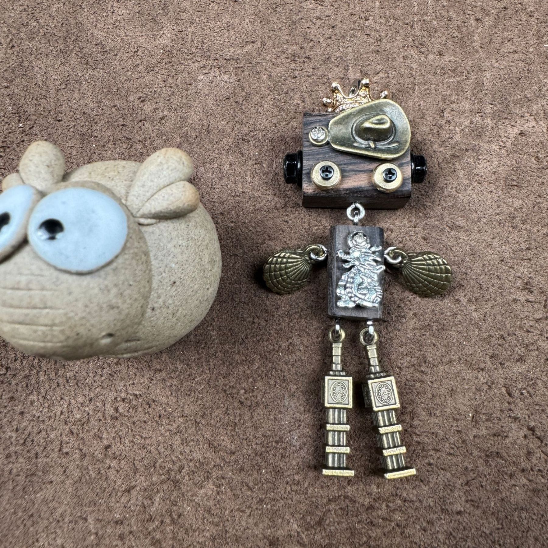 Personalized Zodiac Gift - Punk Robot Animal Keychain, Handmade Wooden Necklace Pendant with 12 Chinese Zodiac Signs