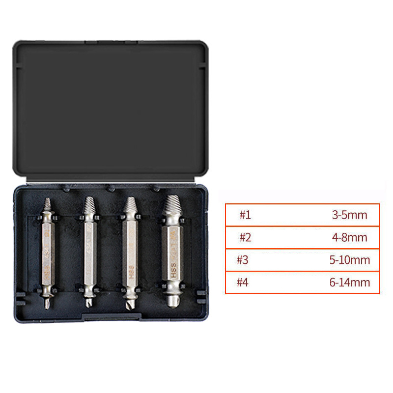 Chromium Vanadium Steel Screw Extractor Set - Left-Handed Spiral Fluted Design for Broken & Stripped Screws (Coarse & Fine Threads, 1-21mm)