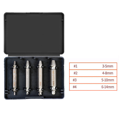Chromium Vanadium Steel Screw Extractor Set - Left-Handed Spiral Fluted Design for Broken & Stripped Screws (Coarse & Fine Threads, 1-21mm)