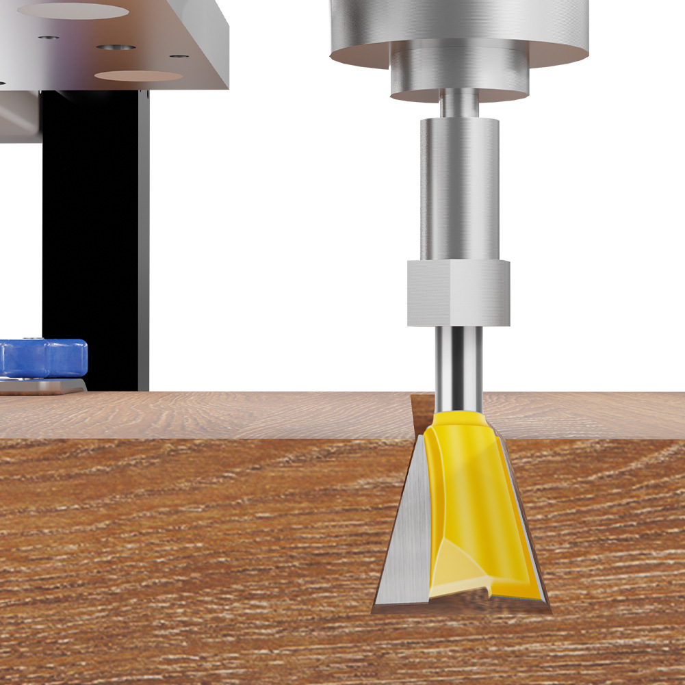 Dovetail Slot Bit - 1/4" & 1/2" Shank - Woodworking Router Bit for Dovetail Joints, Trim, and Edge Profiling - Teflon Coated