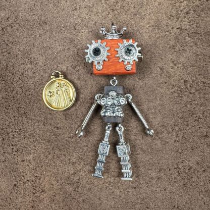 Steampunk Zodiac Guardians - Handcrafted 12 Constellation Robot Pendant, Wooden Keychain & Geek Gift