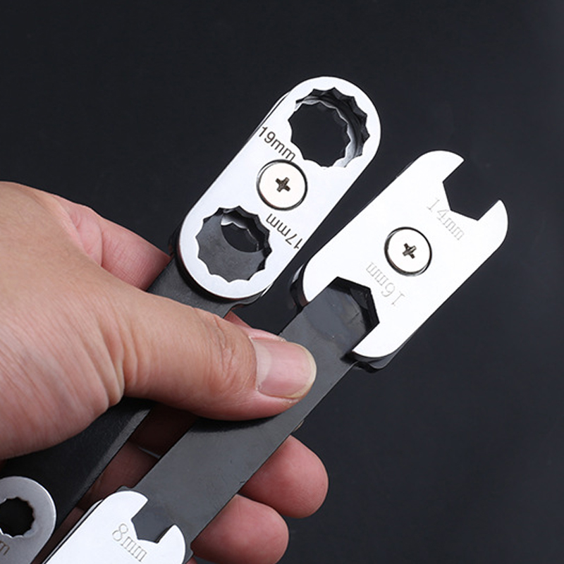 360° Swivel 8-in-1 Adjustable Wrench | Combination Box & Open End | Carbon Steel Forged | For Automotive Repair & Maintenance