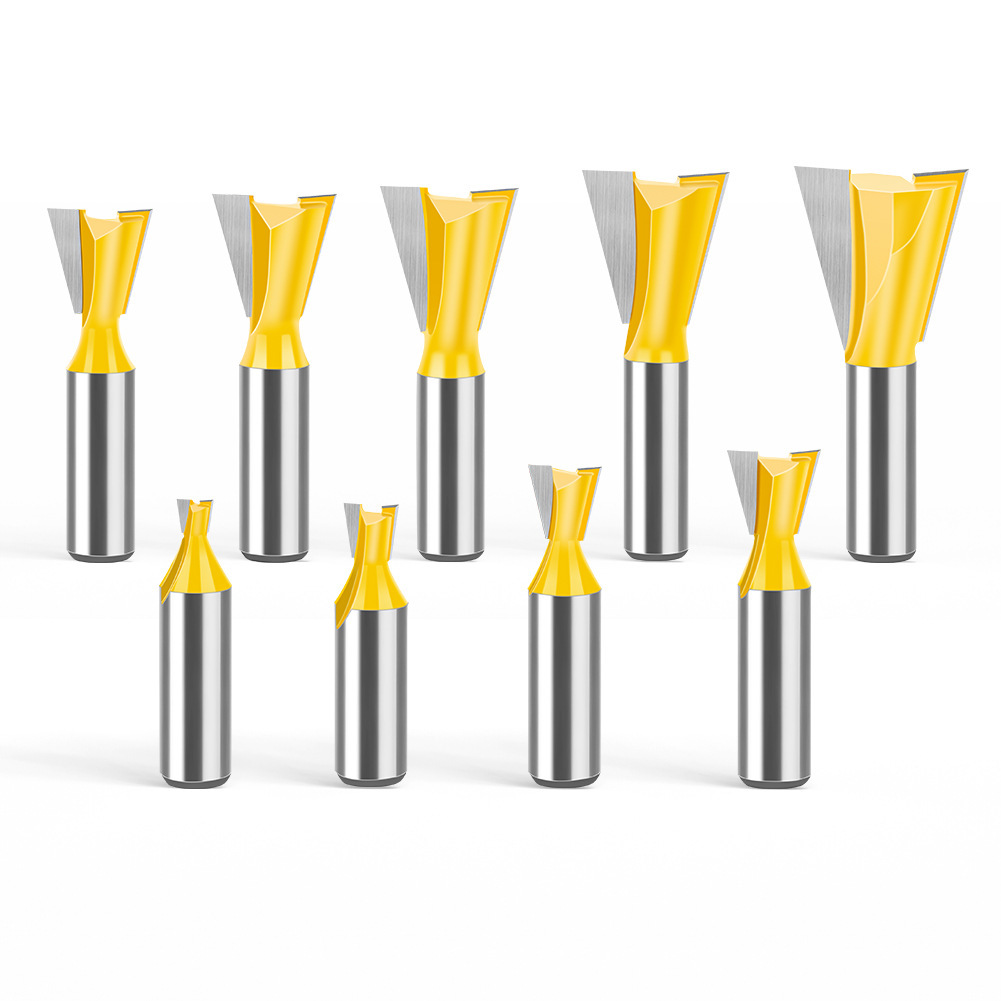 Dovetail Slot Bit - 1/4" & 1/2" Shank - Woodworking Router Bit for Dovetail Joints, Trim, and Edge Profiling - Teflon Coated