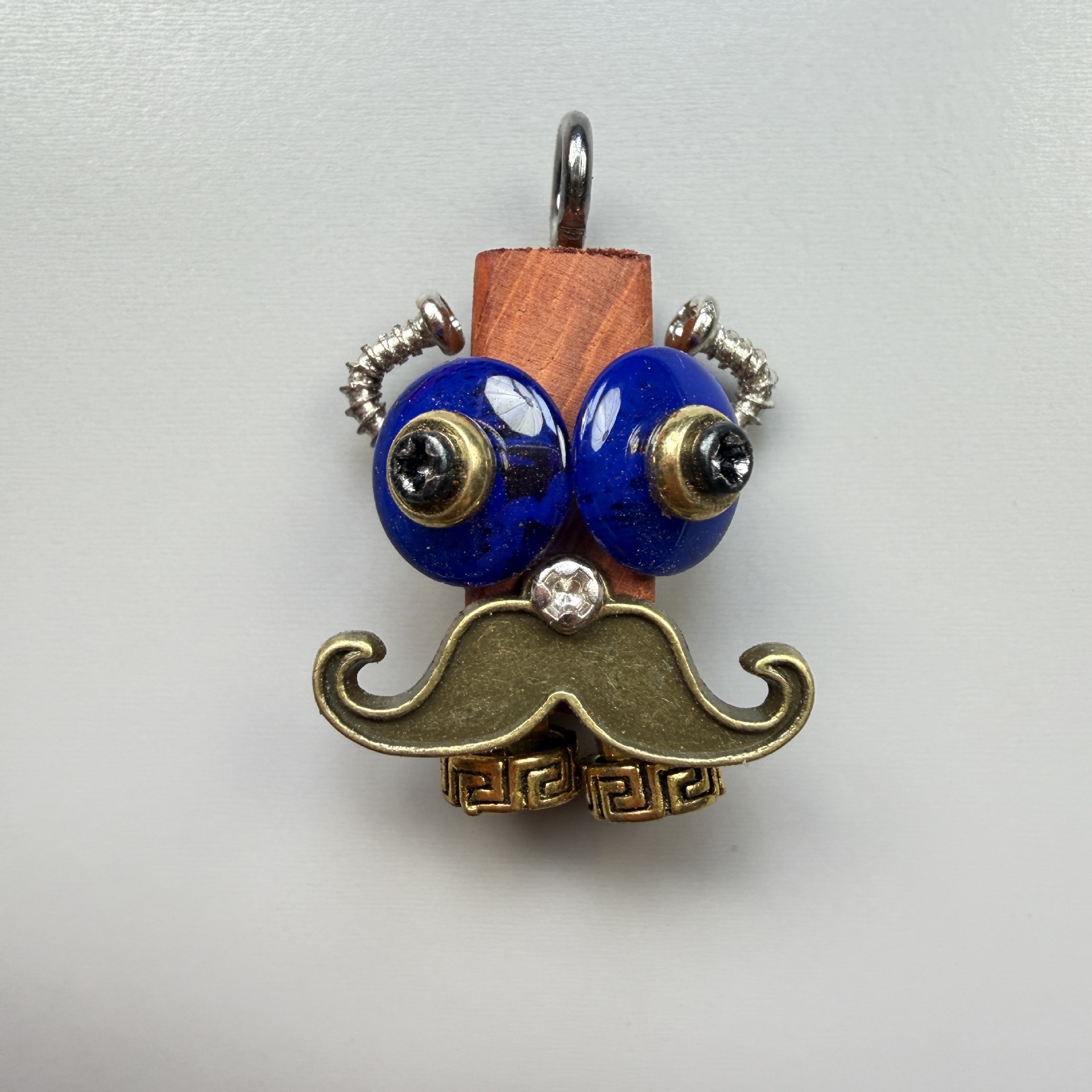 Handmade Punk Robot Pendant - Quirky Wooden Keychain, Phone Charm & Necklace Charm for Men and Women - Steampunk Gothic Geek Accessory