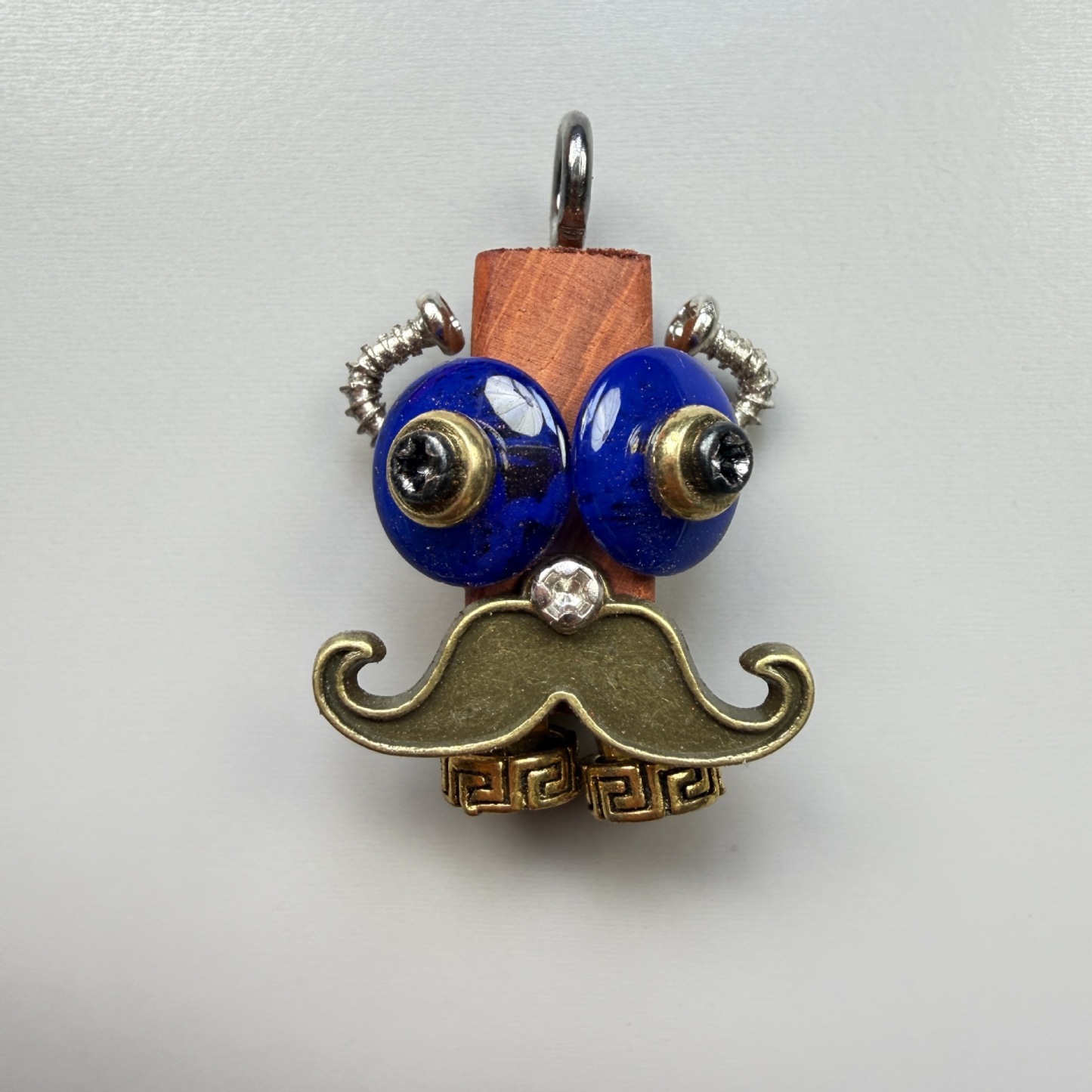 Handmade Punk Robot Pendant - Quirky Wooden Keychain, Phone Charm & Necklace Charm for Men and Women - Steampunk Gothic Geek Accessory