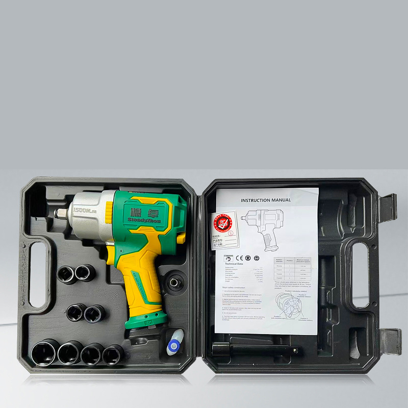 Heavy-Duty 1500N·m Compact Pneumatic Impact Wrench – Lightweight 2kg, 3-Speed Adjustable, 360° Swivel Air Inlet for Automotive & Industrial Use