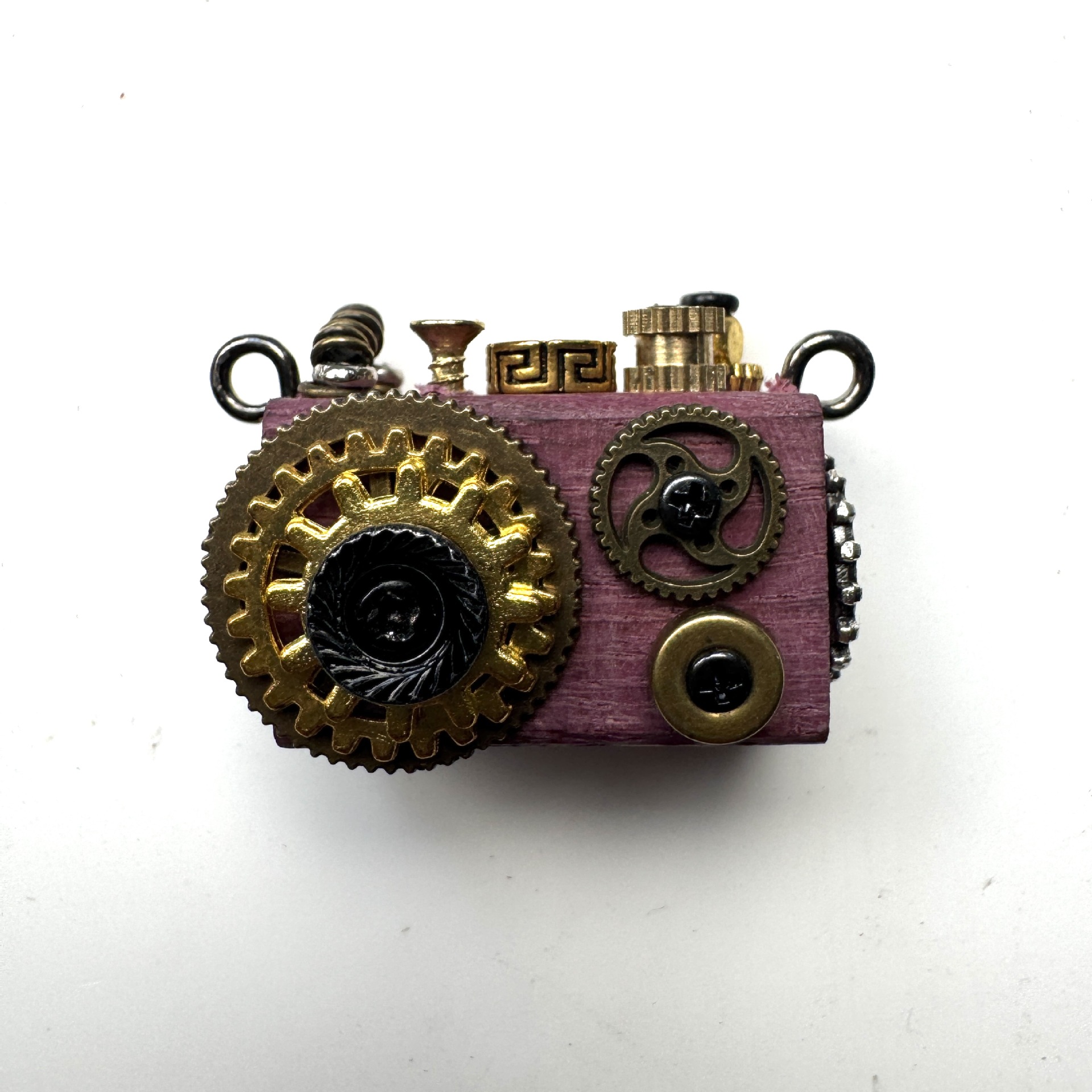 Retro-Futuristic Camera Robot - Original Handmade Punk Pendant for Statement Necklace or Keychain