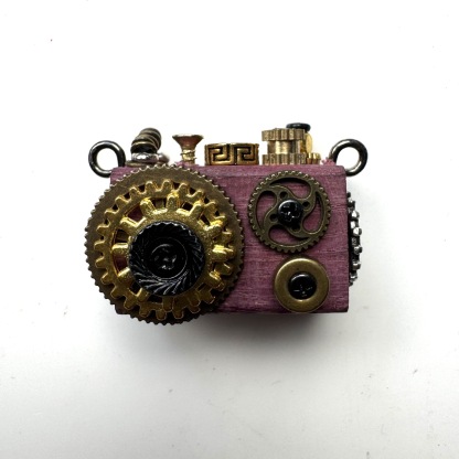 Retro-Futuristic Camera Robot - Original Handmade Punk Pendant for Statement Necklace or Keychain