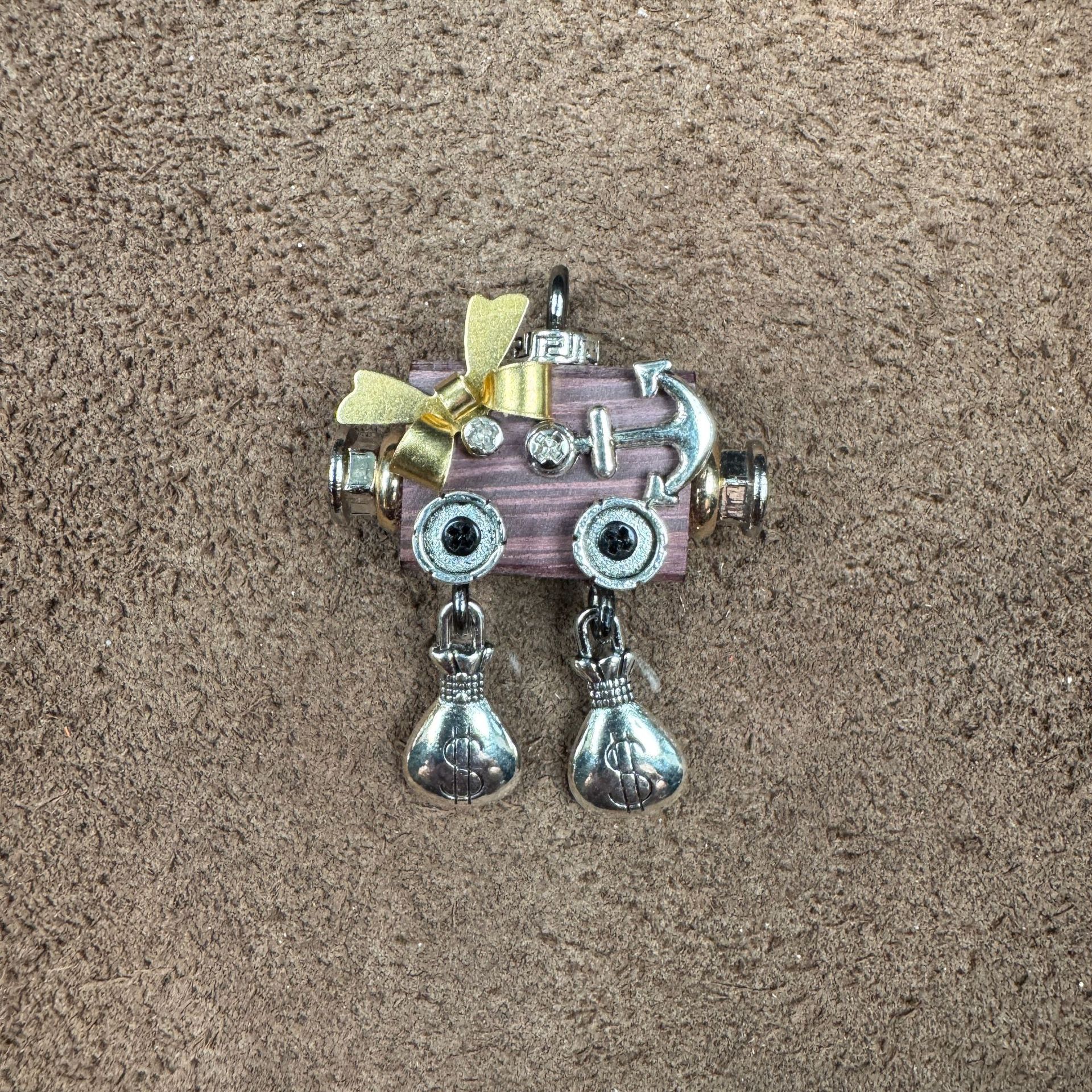 Clever Little Punk Robot - Handmade Wooden Keepsake for Daily Carry, Playful Unisex Necklace & Keychain Charm