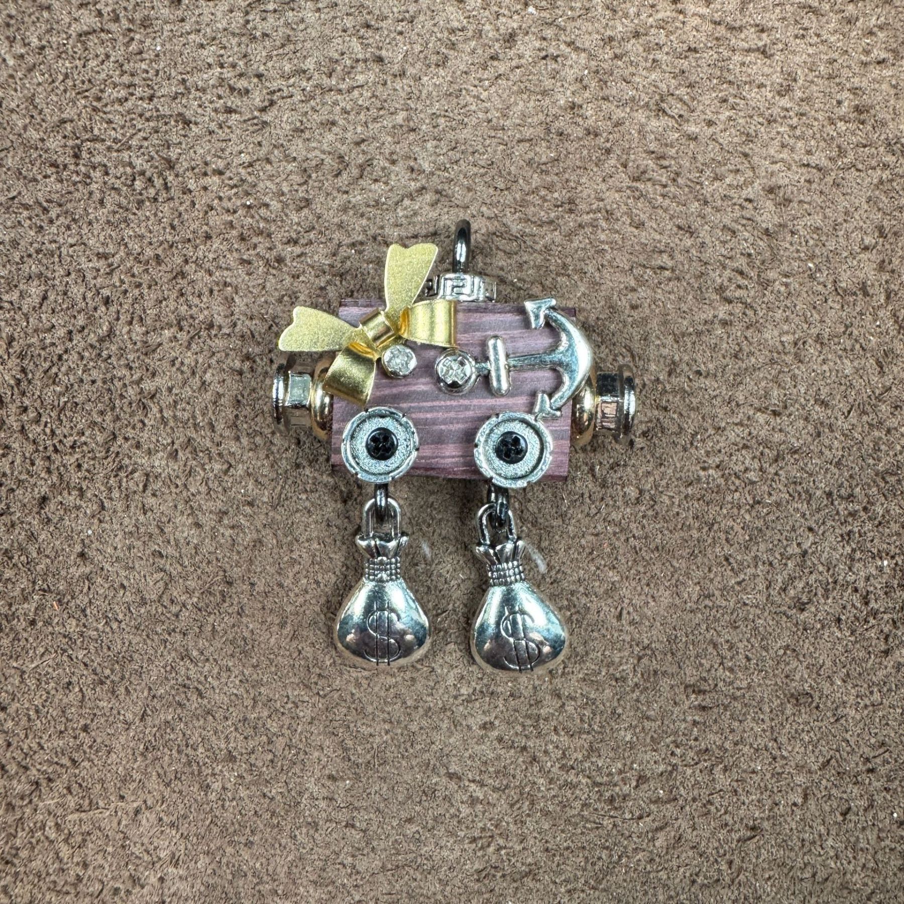 Clever Little Punk Robot - Handmade Wooden Keepsake for Daily Carry, Playful Unisex Necklace & Keychain Charm