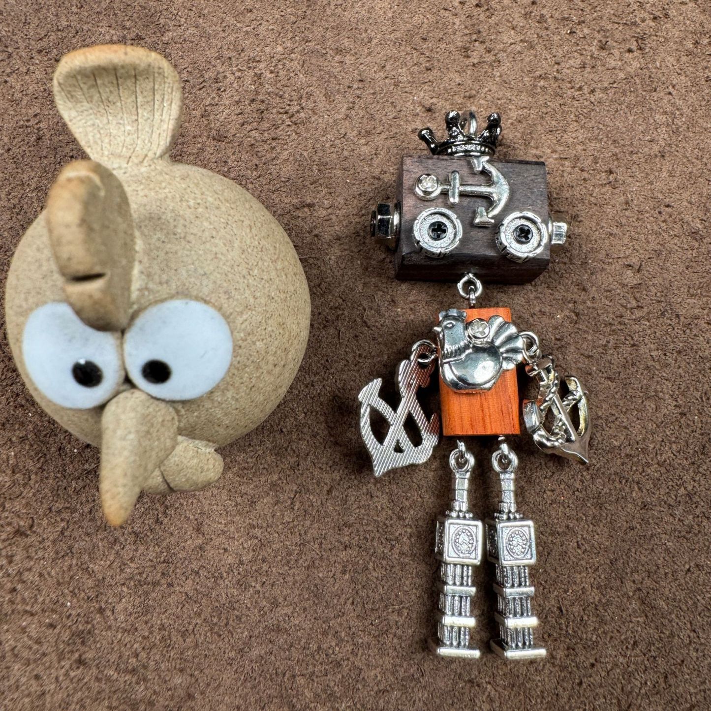Personalized Zodiac Gift - Punk Robot Animal Keychain, Handmade Wooden Necklace Pendant with 12 Chinese Zodiac Signs