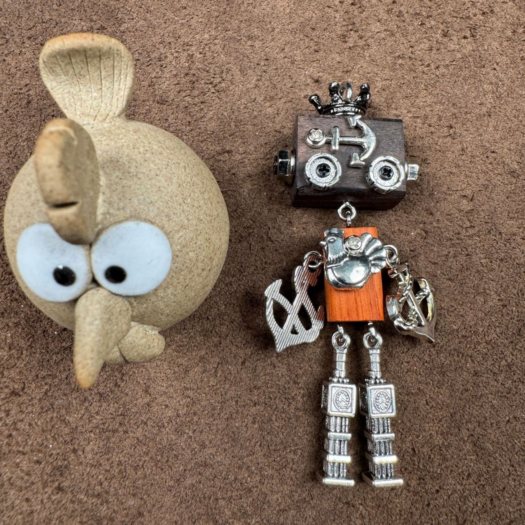Personalized Zodiac Gift - Punk Robot Animal Keychain, Handmade Wooden Necklace Pendant with 12 Chinese Zodiac Signs