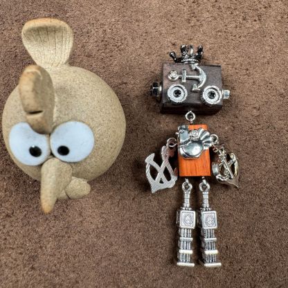 Personalized Zodiac Gift - Punk Robot Animal Keychain, Handmade Wooden Necklace Pendant with 12 Chinese Zodiac Signs