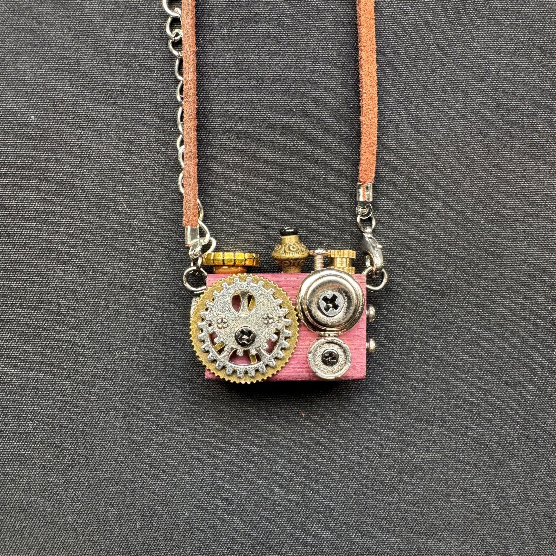 Retro-Futuristic Camera Robot - Original Handmade Punk Pendant for Statement Necklace or Keychain