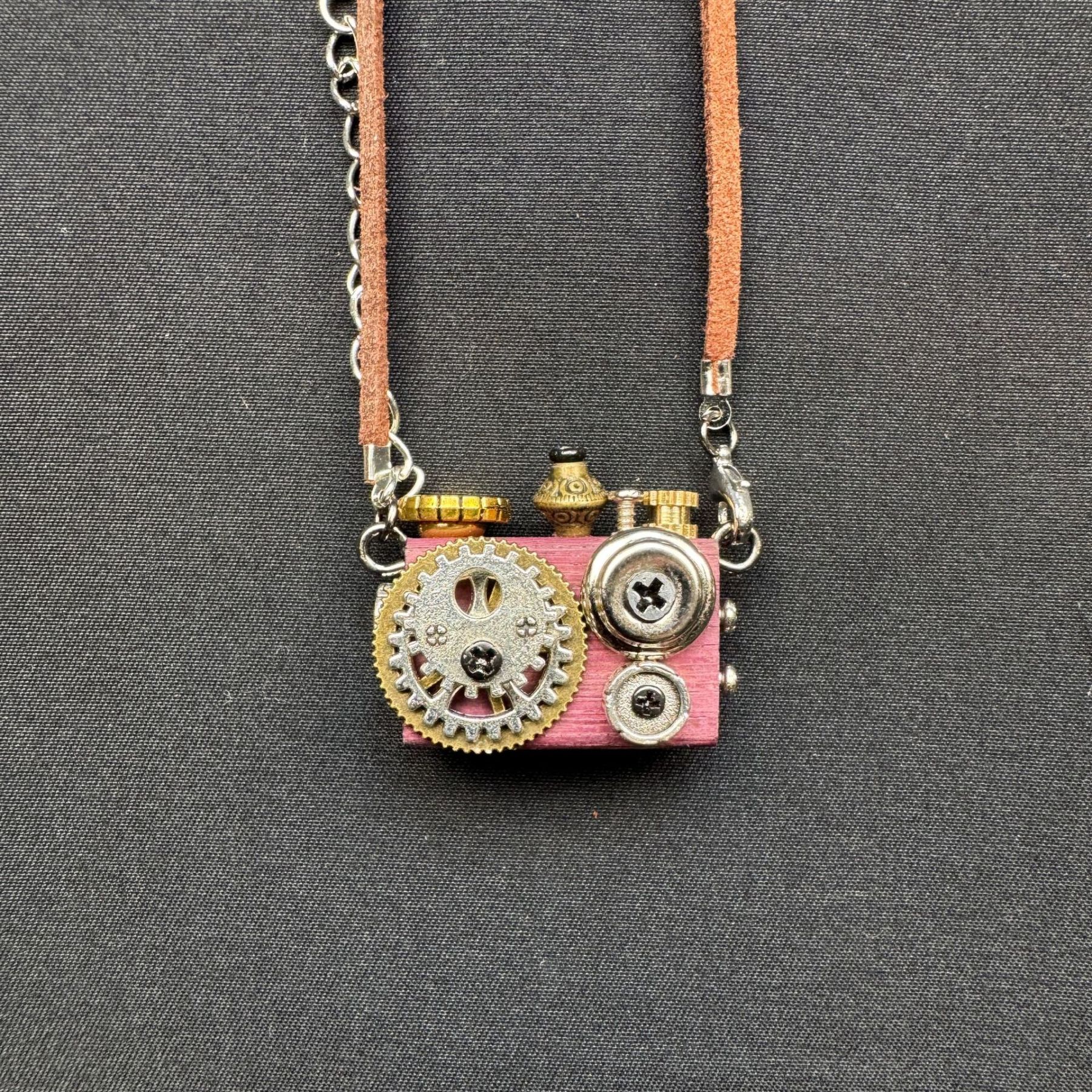 Retro-Futuristic Camera Robot - Original Handmade Punk Pendant for Statement Necklace or Keychain