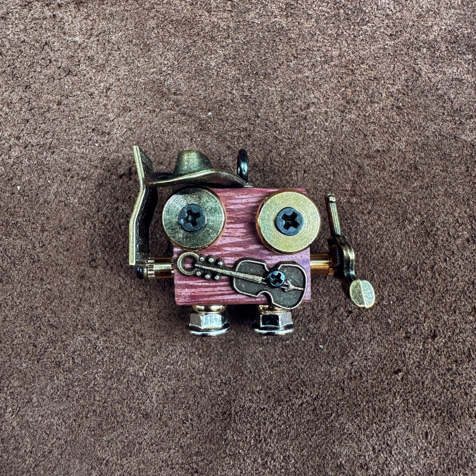 Punk Robot Wooden Pendant - Trendy Handmade Keychain & Phone Charm, Convertible Unisex Necklace for Collectors