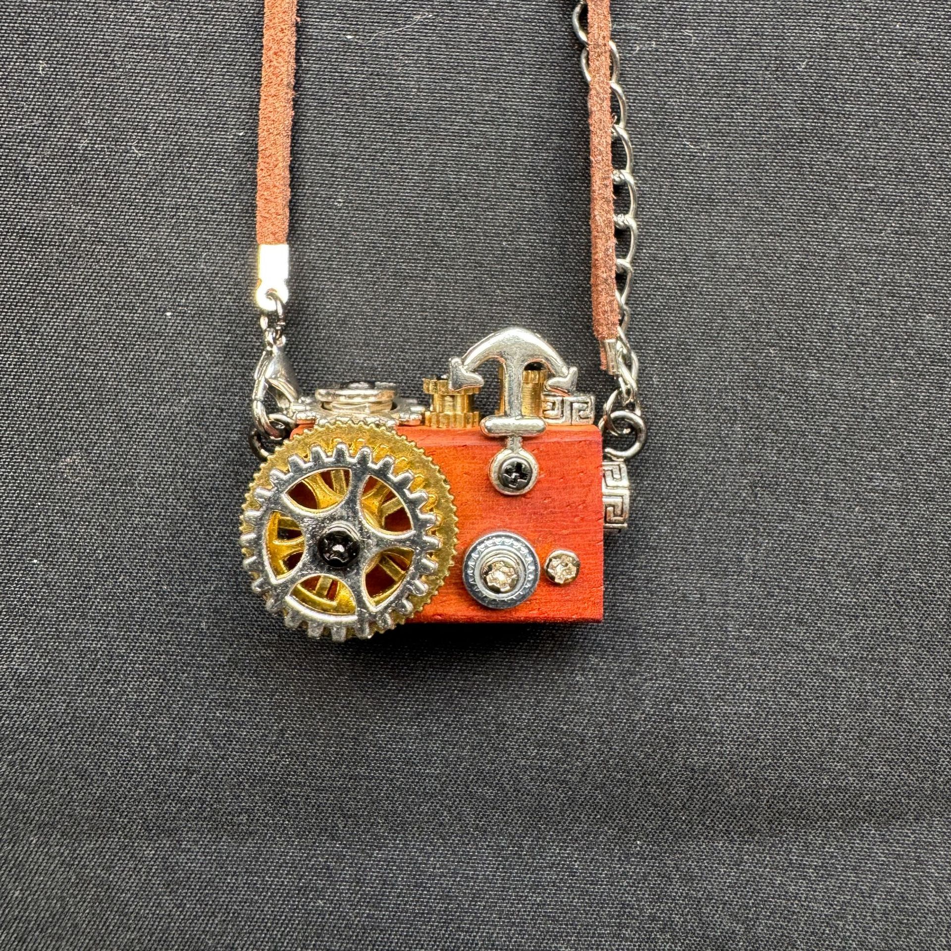 Retro-Futuristic Camera Robot - Original Handmade Punk Pendant for Statement Necklace or Keychain