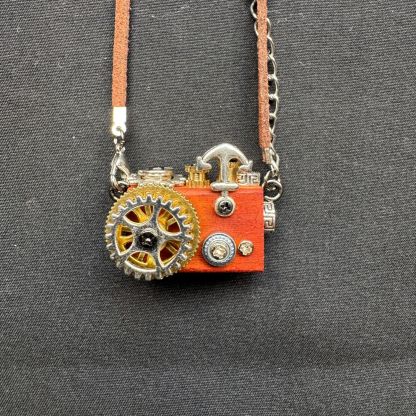 Retro-Futuristic Camera Robot - Original Handmade Punk Pendant for Statement Necklace or Keychain