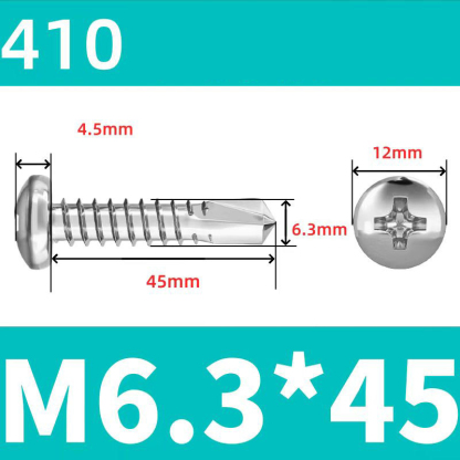 410 Stainless Steel Cross Round Head Self-Drilling Screws (Self-Tapping & Self-Drilling Teardrop Thread Screws) – Fully Hardened Fasteners, Full Specifications from M2.9 to M6.3
