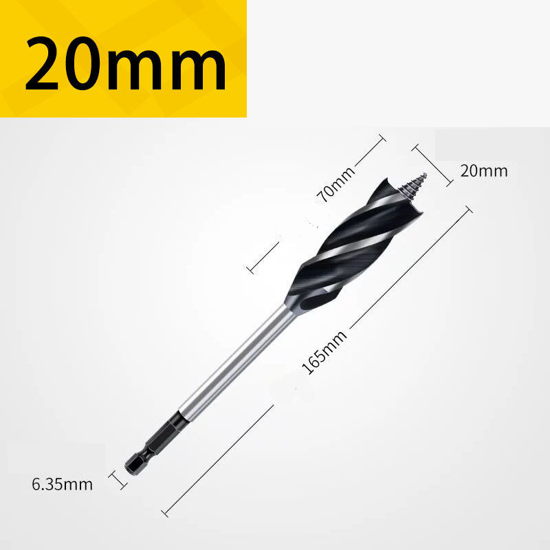 Extra Long 4-Groove 4-Cutter Wood Auger Bit, Hex Shank Door Lock & Drawer Hole Borer, Efficient Chip Removal & Countersink Drill Bit for Soft/Hard Wood & Plastic
