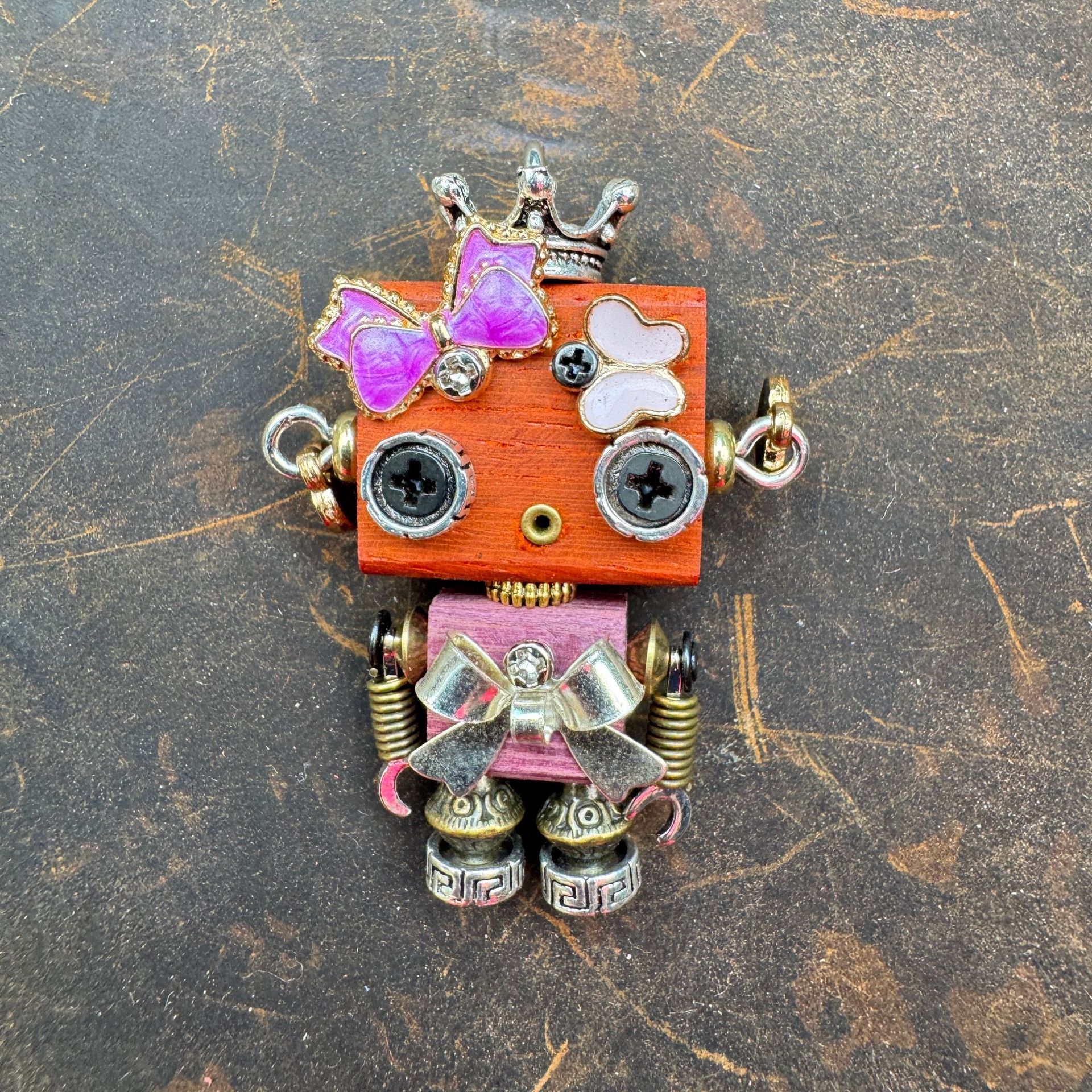 Original Steampunk Robot Pendant - Handcrafted Cultural Creative Artifact for Necklace & Phone Chain, Unique Unisex Designer Jewelry