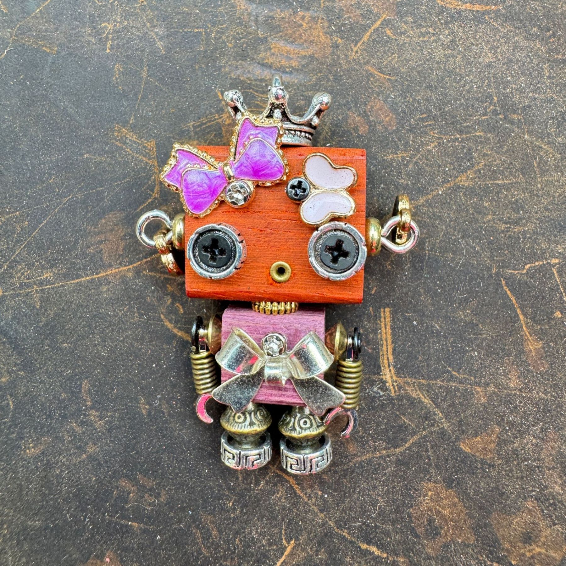 Original Steampunk Robot Pendant - Handcrafted Cultural Creative Artifact for Necklace & Phone Chain, Unique Unisex Designer Jewelry