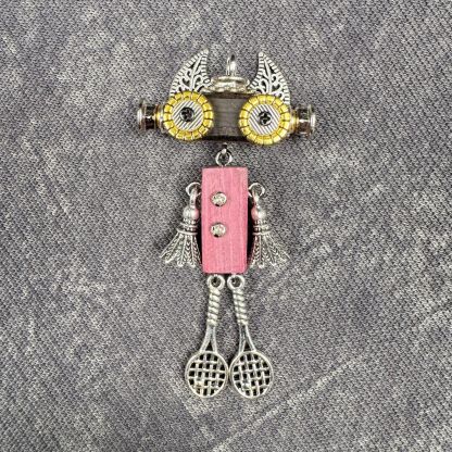 Steampunk Robot Wearable Art - Adjustable Handmade Wood Pendant for Custom Necklace & Tech Strap, Unisex Gift