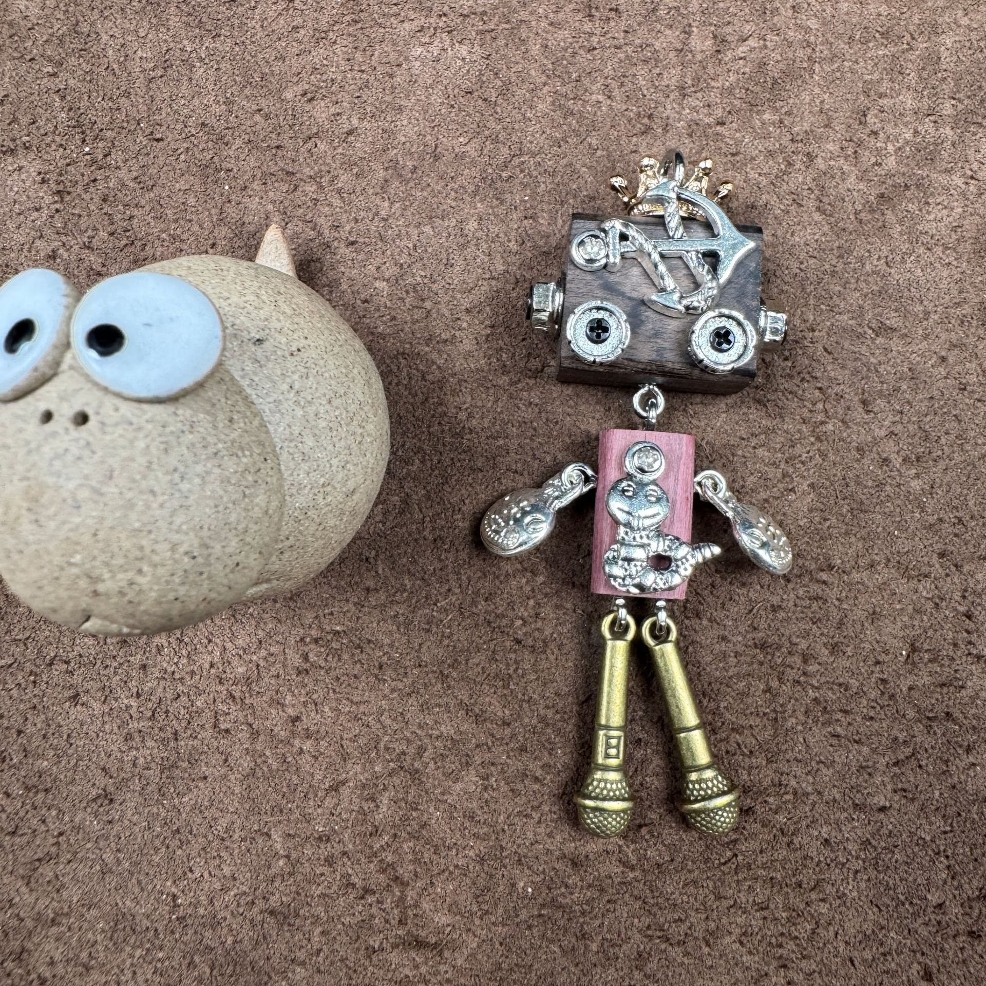 Personalized Zodiac Gift - Punk Robot Animal Keychain, Handmade Wooden Necklace Pendant with 12 Chinese Zodiac Signs