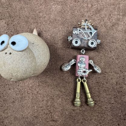 Personalized Zodiac Gift - Punk Robot Animal Keychain, Handmade Wooden Necklace Pendant with 12 Chinese Zodiac Signs