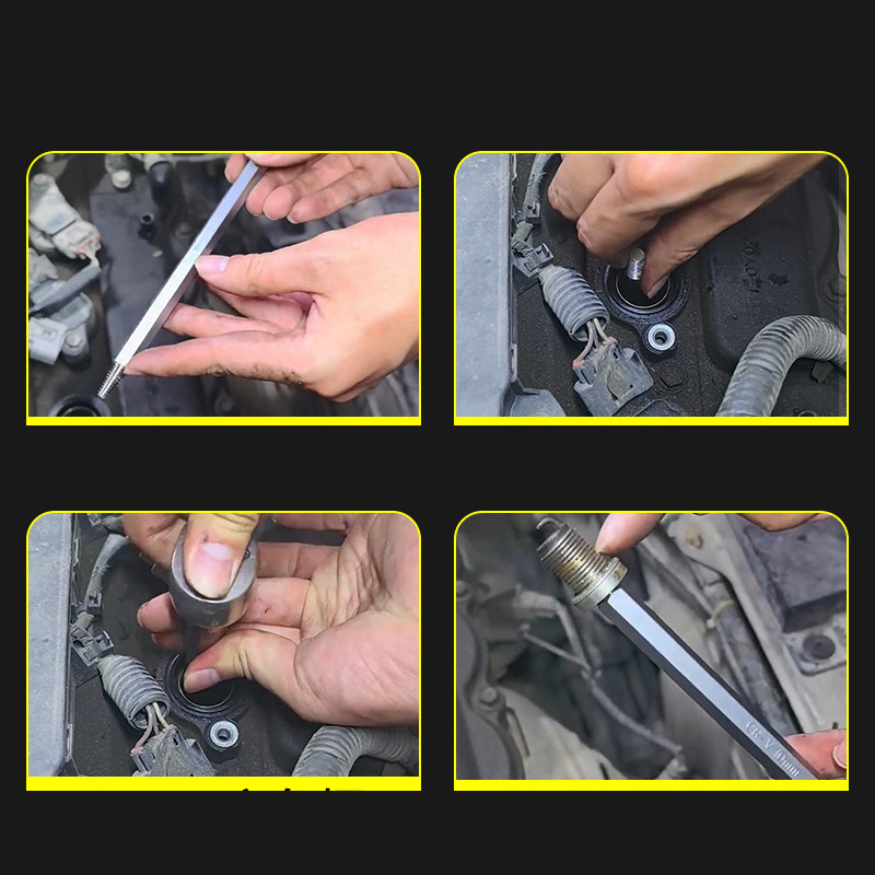 Broken Spark Plug Extractor Tool - 40-CR Alloy Forged Reverse Flute Tap, Dual-End Design, 185mm Long for Automotive Repair