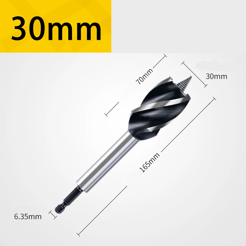 Extra Long 4-Groove 4-Cutter Wood Auger Bit, Hex Shank Door Lock & Drawer Hole Borer, Efficient Chip Removal & Countersink Drill Bit for Soft/Hard Wood & Plastic