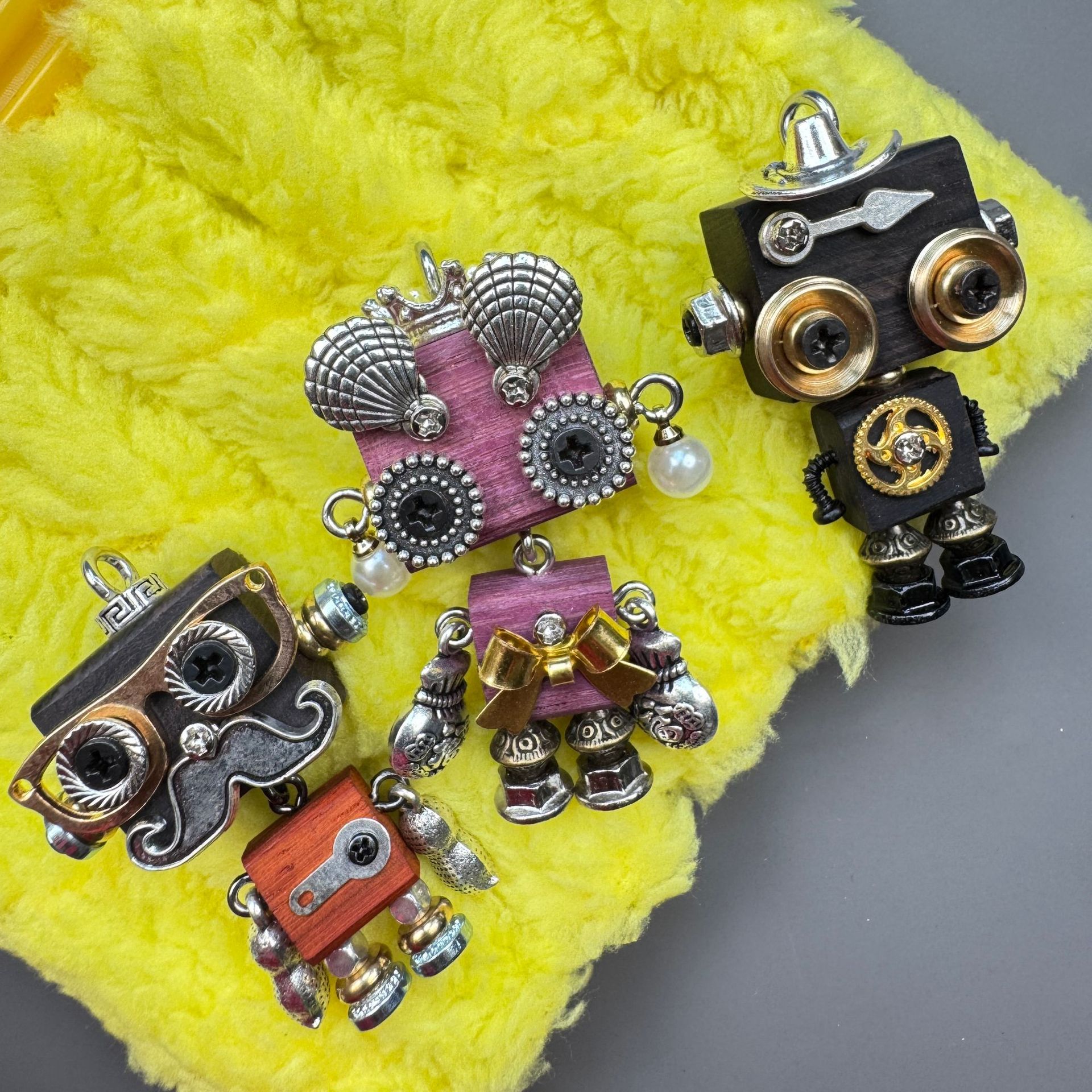 Handmade Punk Robot Pendant - Multi-Style Display Piece for Market Stall, Keychain, Phone Charm & Unisex Necklace