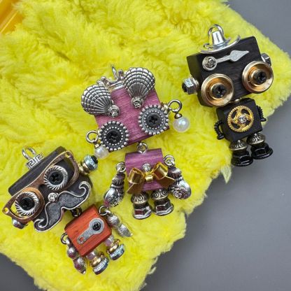 Handmade Punk Robot Pendant - Multi-Style Display Piece for Market Stall, Keychain, Phone Charm & Unisex Necklace