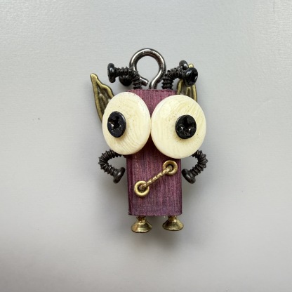 Handmade Punk Robot Pendant - Quirky Wooden Keychain, Phone Charm & Necklace Charm for Men and Women - Steampunk Gothic Geek Accessory