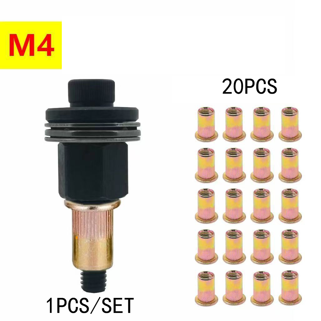 Hand Rivet Nut Tool Kit - Manual & Drill Powered - Complete Set with Free Rivet Nuts for M3 to M12 - Universal Fastener for Sheet Metal, Auto License Plate, Steel Studs