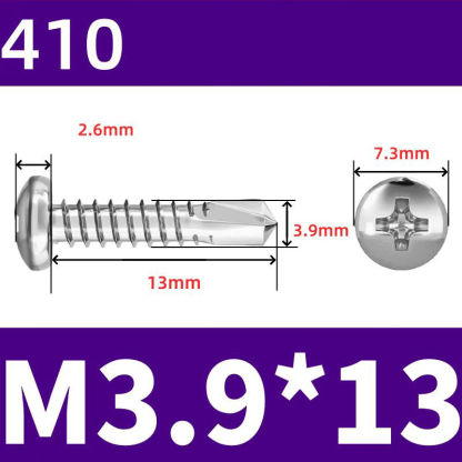 410 Stainless Steel Cross Round Head Self-Drilling Screws (Self-Tapping & Self-Drilling Teardrop Thread Screws) – Fully Hardened Fasteners, Full Specifications from M2.9 to M6.3